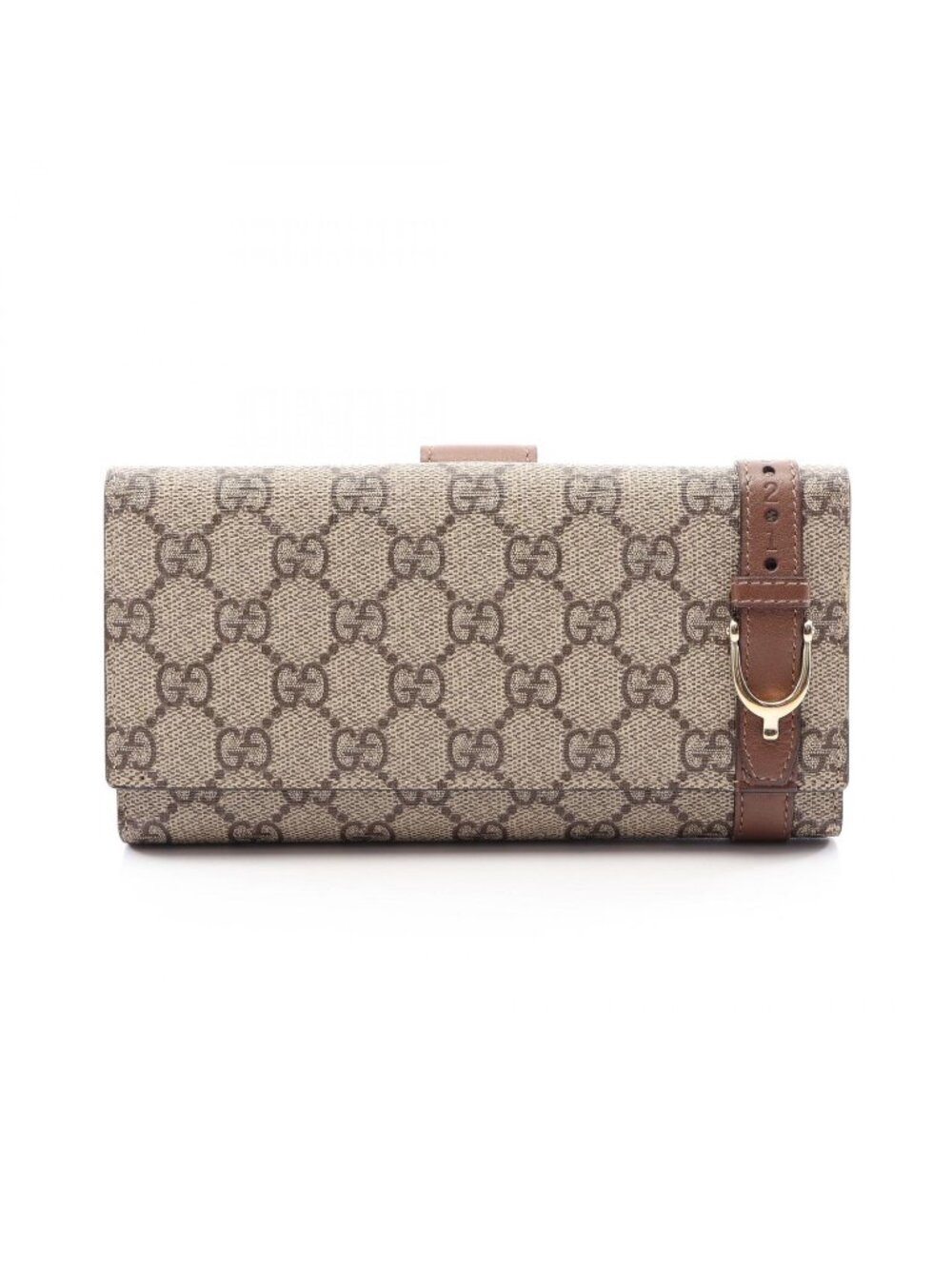 Gucci Bifold Wallet GG Supreme Beige Brown Leather Snap